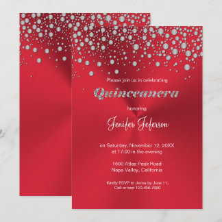 Glitzer silber Konfetti Quinceanera Einladung
