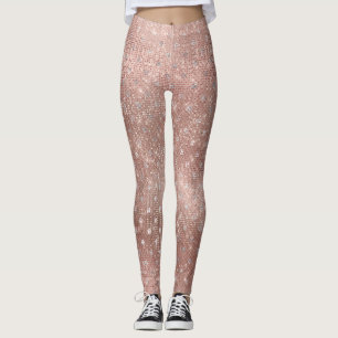 Glitzer Silber Pinsel Punkte Rosa Rose Gold Funkel Leggings