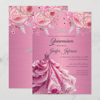 Glitzer Silber Tropfen Quinceanera Einladung