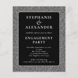 Glitzer Silver Black Engagement Party Invii
