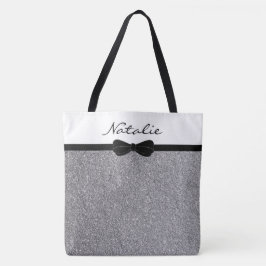 Glitzer Silver Black Personalisiert Shopping Tasche