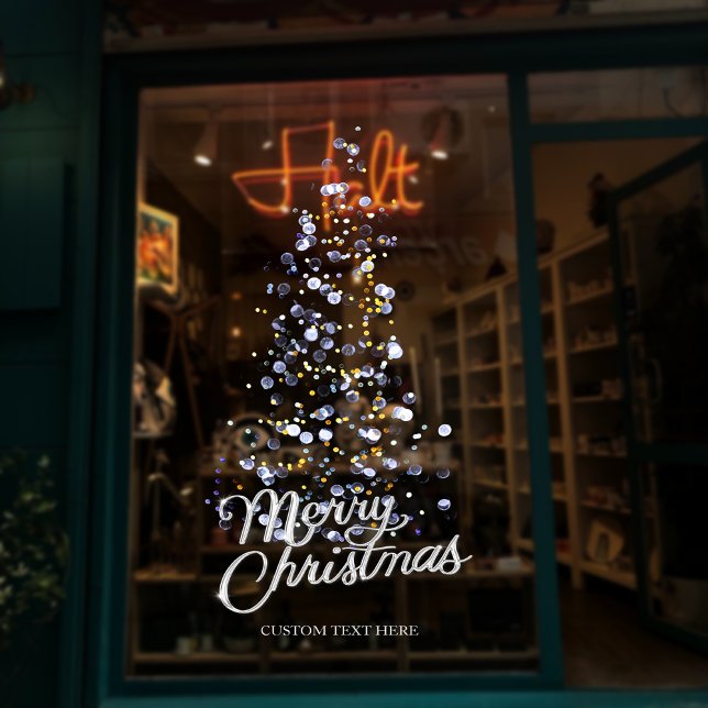 Glitzer Silver Christmas Tree Schaufenster Dekorat Fensteraufkleber (Glitter Silver Christmas Tree Storefront Decor Window Cling)