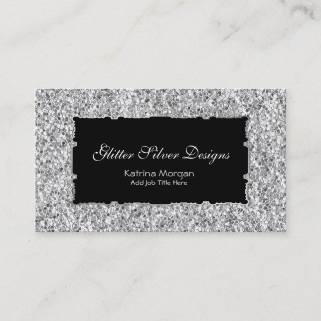 Glitzer Silver Elegance Business Cards Visitenkarte (Vorderseite)