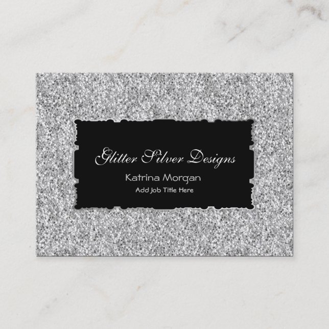 Glitzer Silver Elegance Business Cards Visitenkarte (Vorderseite)