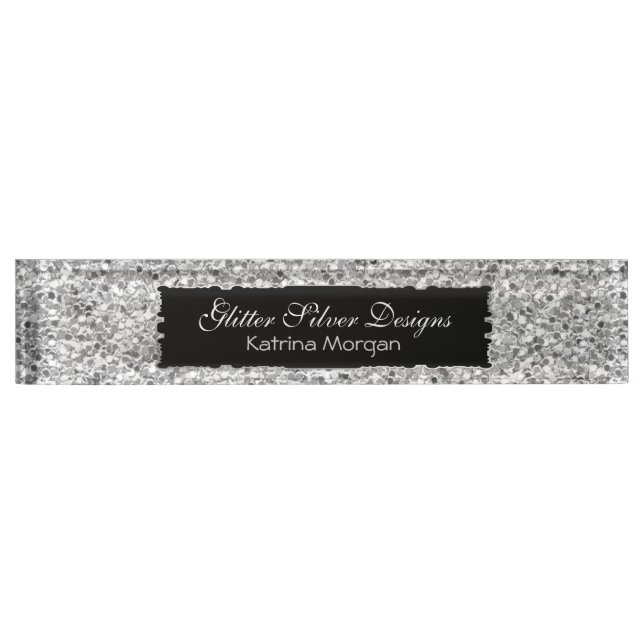 Glitzer Silver Elegance Namensplakette (Vorderseite)