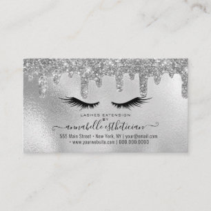 Glitzer Silver Eyelash Extension Loyalty Visitenkarte