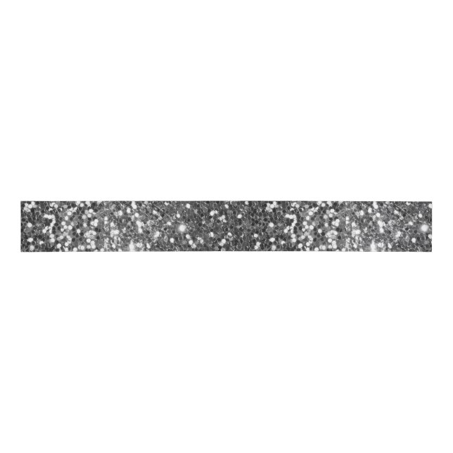 Glitzer Silver Imitats Sequin Ripsband (Vorderseite)