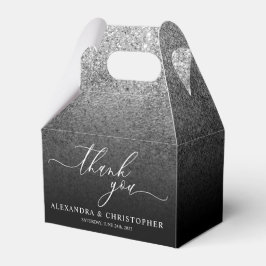 Glitzer Silver SPARK Wedding Calligraphy Vielen Da Geschenkschachtel