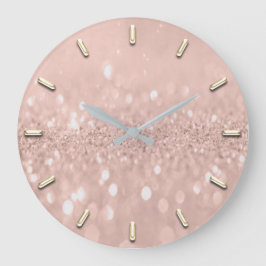 Glitzer Skinny Rose Silver Gray Metallic Lux Große Wanduhr