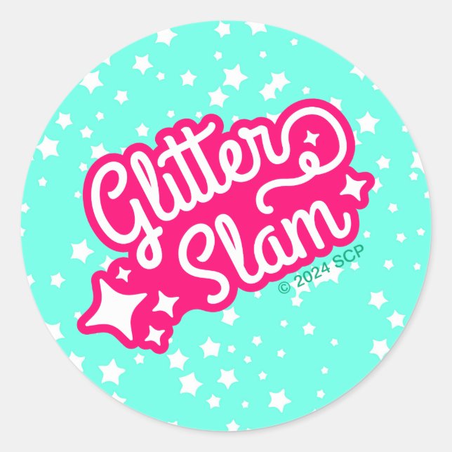 Glitzer Slam Runder Aufkleber (Vorderseite)