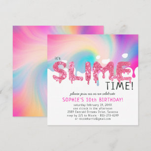 Glitzer Slime Geburtstagsparty Einladung