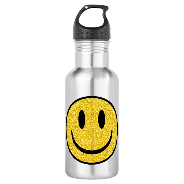 Glitzer Smile Face Edelstahlflasche (Vorderseite)