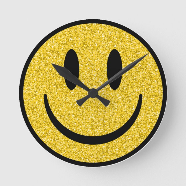 Glitzer Smile Face Runde Wanduhr (Vorderseite)