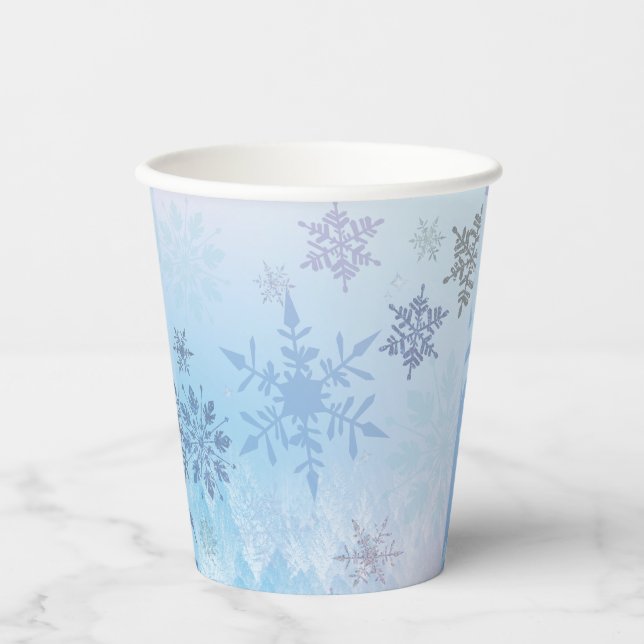 Glitzer Snowflake Snowy Mountain Winter Pappbecher (Vorderseite)