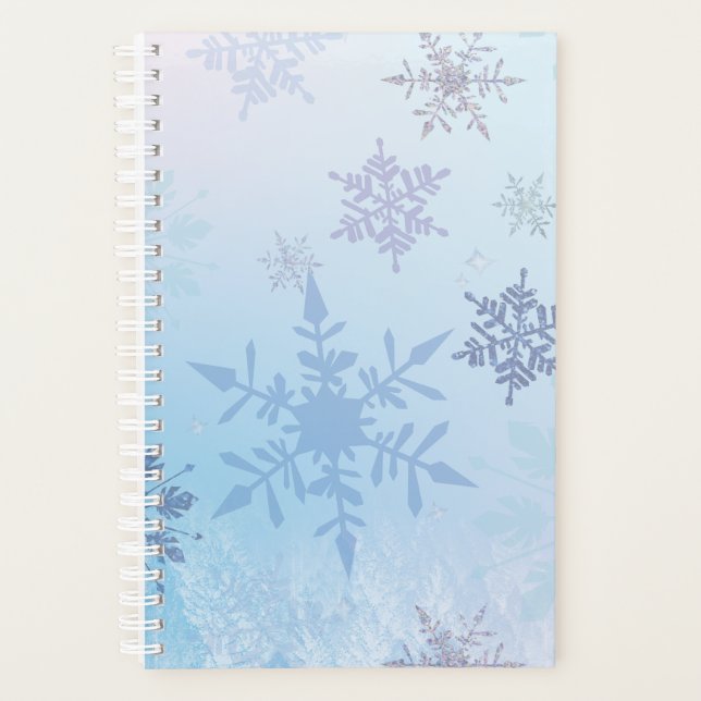 Glitzer Snowflake Snowy Mountain Winter Planer (Vorderseite)