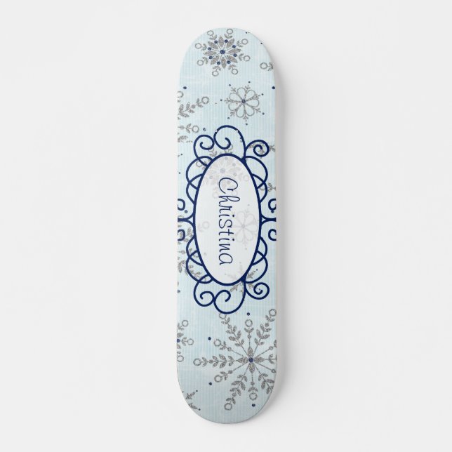 Glitzer Snowflakes Comp Skateboard (Vorne)
