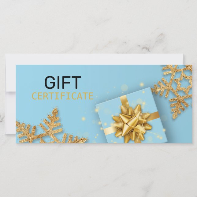 Glitzer Snowflakes Gold Geschenkboxen Blue Giftkar (Vorderseite)
