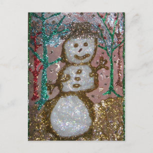 Glitzer Snowman 3D Collage Feiertagspostkarte