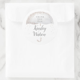 Glitzer Softgraue Wasserfarbendusche Babydusche Runder Aufkleber