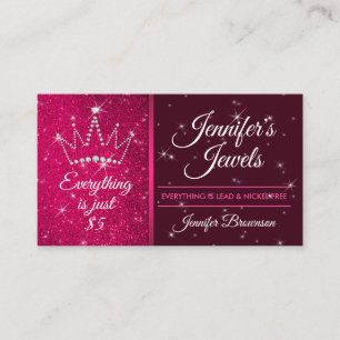 Glitzer Sparkle Bling Pink Crown Juwelier Visitenkarte