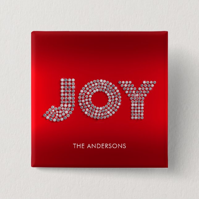 Glitzer Sparkle Diamond Christmas JOY Individuelle Button (Vorderseite)