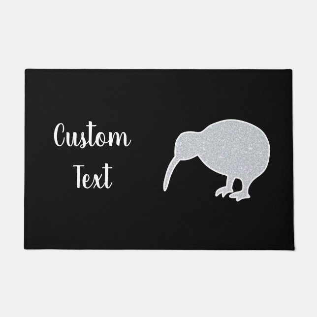 Glitzer Sparkle Silver NZ Kiwi mit benutzerdefinie Fußmatte (Vorderseite)