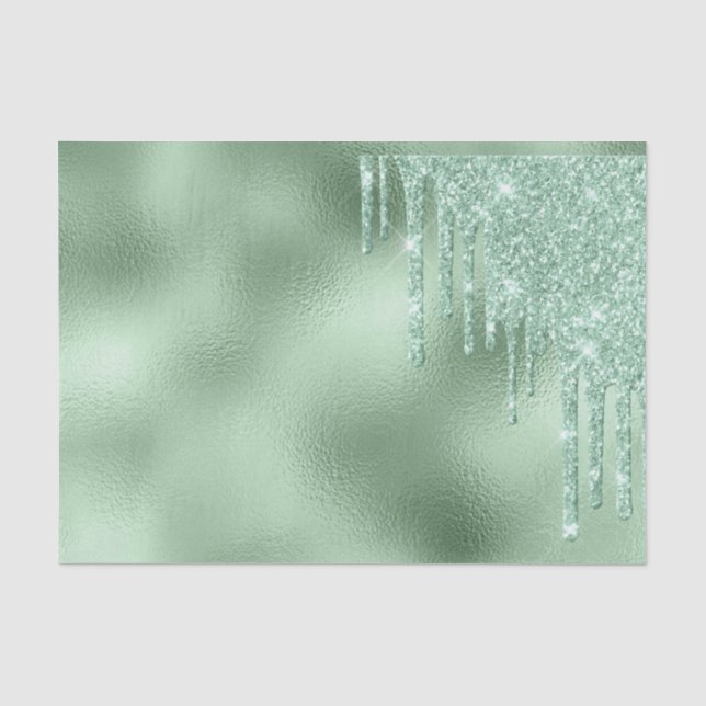 Glitzer Sparkle Tropfen Minze Grünfolie Seidenpapier (Vorderseite)