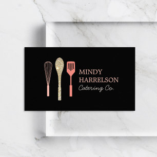 Glitzer Spoon Whisk Spatula Bäckerei Catering Schw Visitenkarte