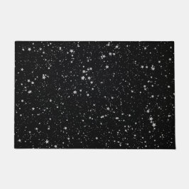 Glitzer Stars2 - Silbernes Schwarzes Fußmatte