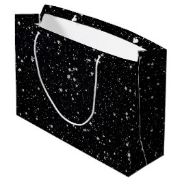 Glitzer Stars2 - Silbernes Schwarzes Große Geschenktüte