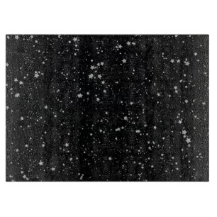 Glitzer Stars2 - Silbernes Schwarzes Schneidebrett
