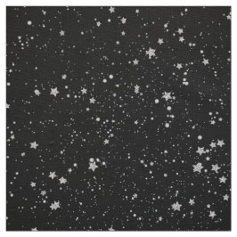 Glitzer Stars2 - Silbernes Schwarzes Stoff