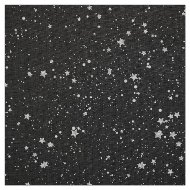 Glitzer Stars2 - Silbernes Schwarzes Stoff (Muster)