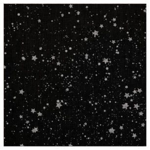 Glitzer Stars2 - Silbernes Schwarzes Stoff