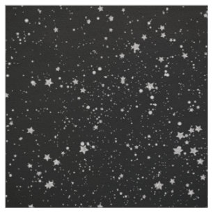 Glitzer Stars2 - Silbernes Schwarzes Stoff