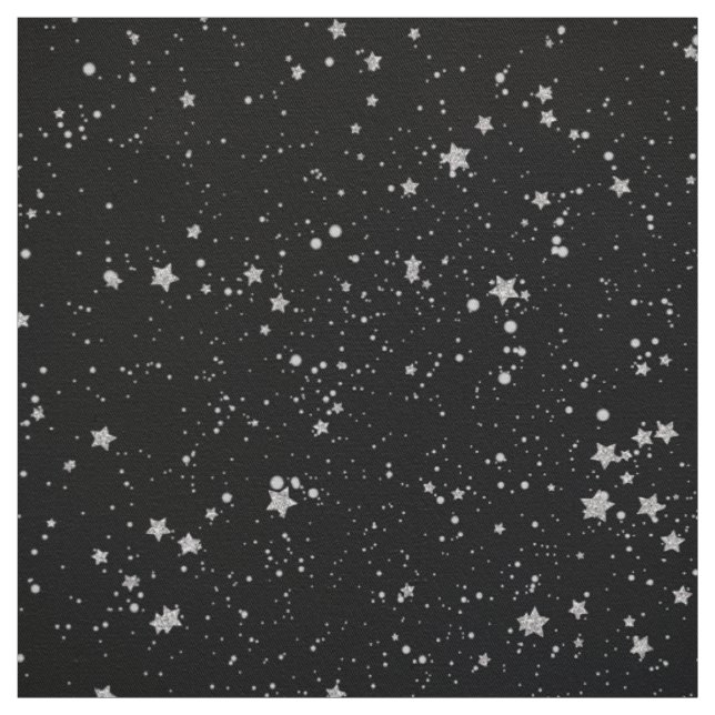 Glitzer Stars2 - Silbernes Schwarzes Stoff (Muster)