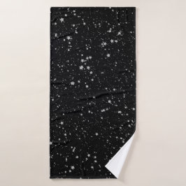 Glitzer Stars2 - Silberschwarz Badehandtuch