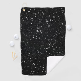 Glitzer Stars2 - Silberschwarz Golfhandtuch
