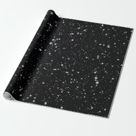 Glitzer Stars2 - Silver Black Geschenkpapier