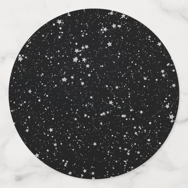 Glitzer Stars2 - Silver Black Konfetti (Groß Vorderseite)