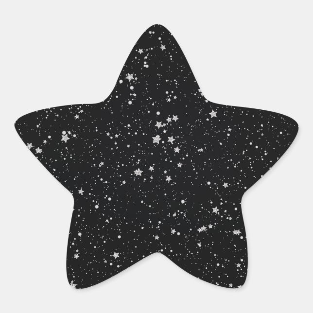 Glitzer Stars2 - Silver Black Stern-Aufkleber (Vorderseite)