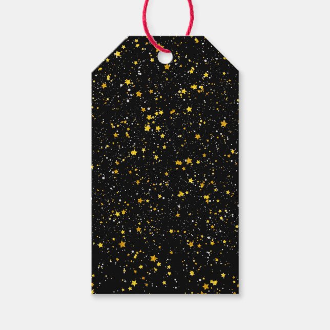 Glitzer Stars3 - Gold Black Geschenkanhänger (Vorderseite)