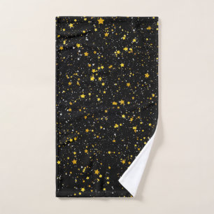 Glitzer Stars3 - Gold Black Handtuch