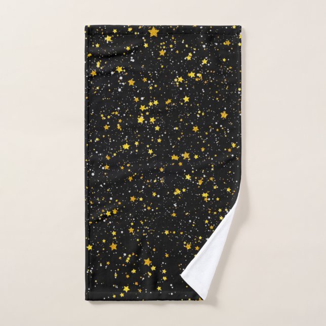 Glitzer Stars3 - Gold Black Handtuch (Handtuch)