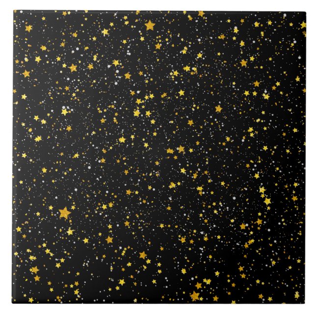 Glitzer Stars3 - Goldschwarzes Fliese (Vorderseite)