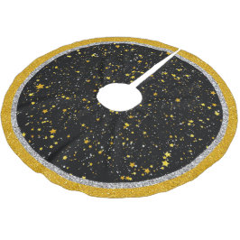 Glitzer Stars3 - Goldschwarzes Polyester Weihnachtsbaumdecke