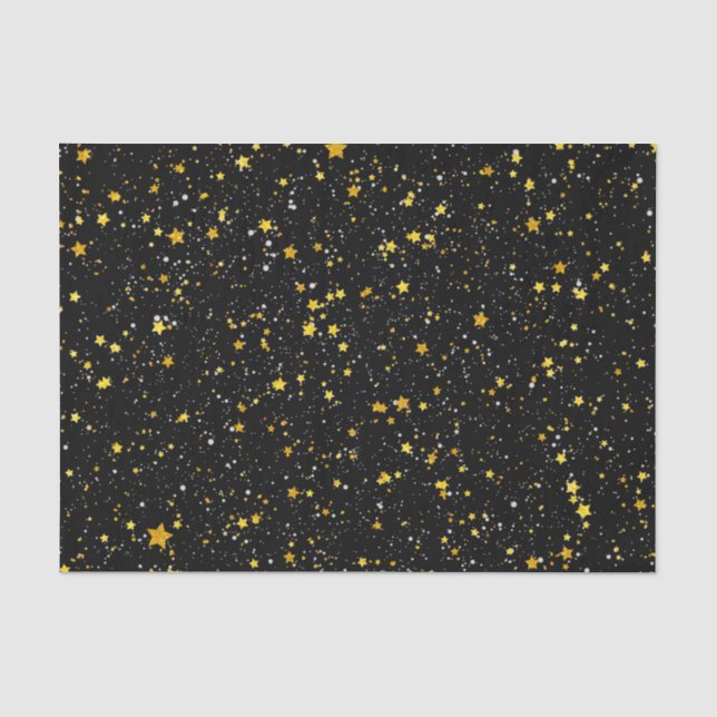 Glitzer Stars3 - Goldschwarzes Seidenpapier (Vorderseite)