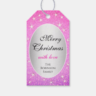 Glitzer Stars Girly Pink Blush Glitzer Weihnachten Geschenkanhänger