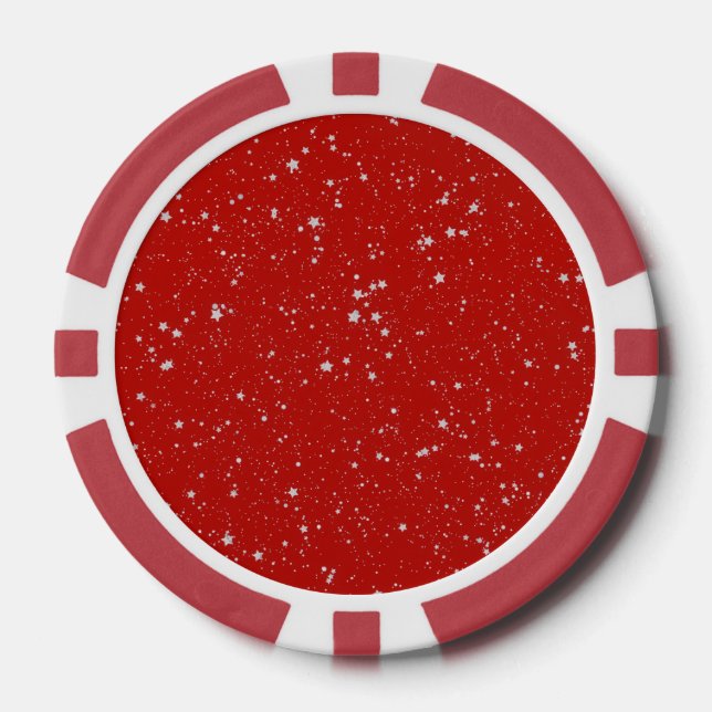 Glitzer Stars - Silver Red Pokerchips (Vorderseite)