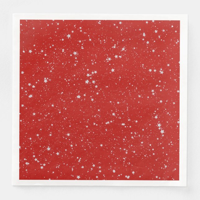 Glitzer Stars - Silver Red Serviette (Vorderseite)
